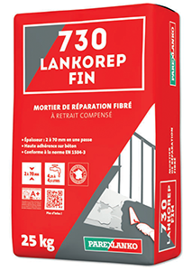 Mortier de réparation fibré 730 LANKOREP FIN - 25kg de 2 à 70mm